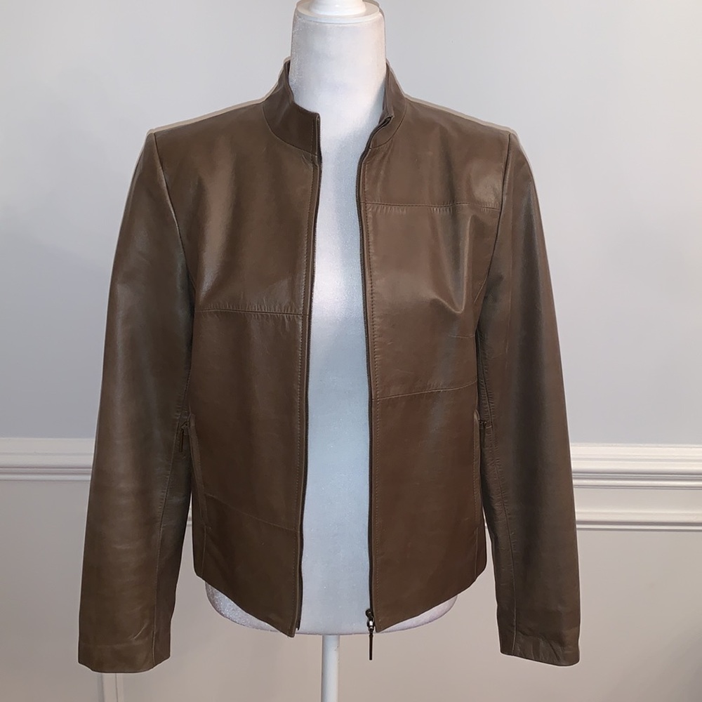 Women’s Classiques Olive Green Leather Jacket - Picture 4 of 5